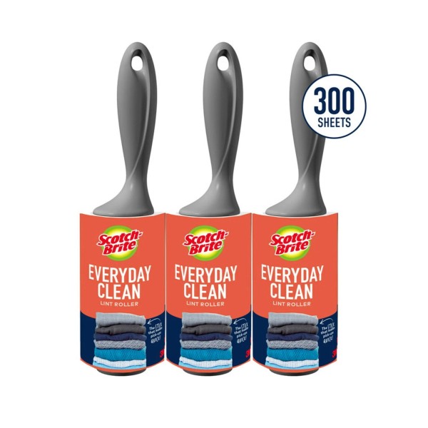 Unbranded Scotch-Brite Lint Roller, 100 Sheets per Roller, 3 Count