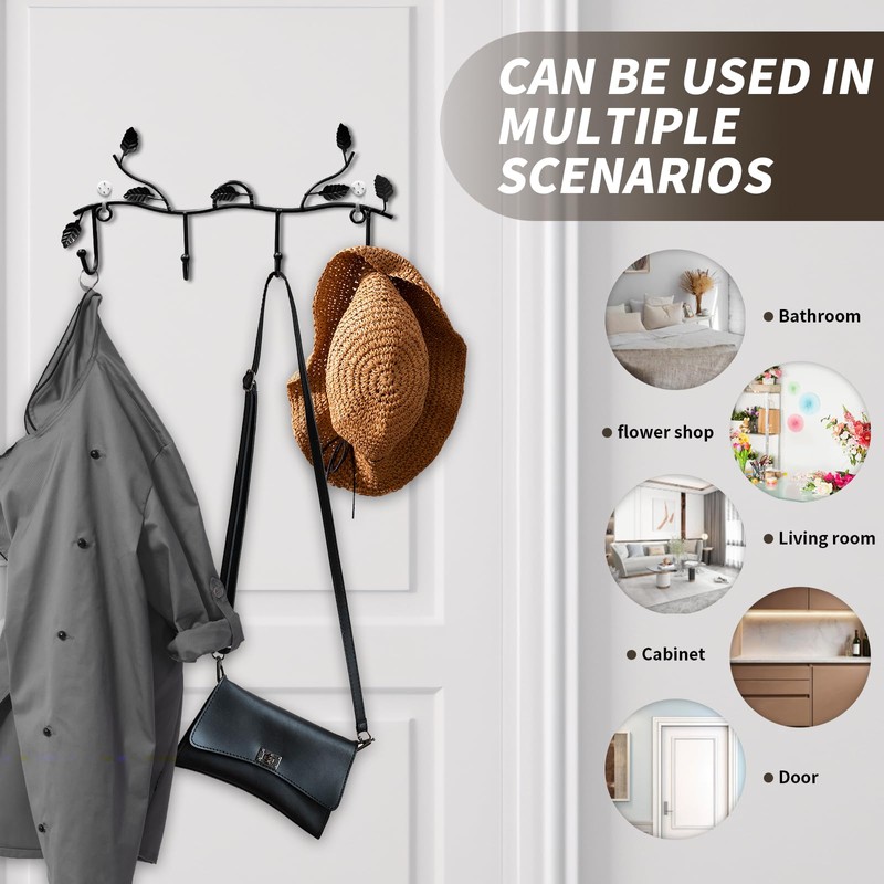 Coat Rack Black Metal Leaves Wall Coat Rack Hallway Wall