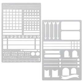 2 pcs Record Template Metal Journal Stencils for Dotted Journals Supplies