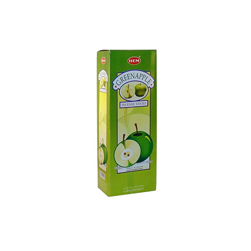 NEW: HEM "GREEN APPLE" HEXA INCENSE STICKS, 6 PACKS X