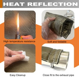 Titanium Pipe Heat Shield 6" x 24.4'' Exhaust Heat Shield Motorcycle Heat Guard Cover Wrap with 3 PCS Stainless Steel Clamps