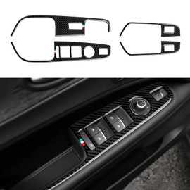 Car Window Lift Trim Switch Control Decal Carbon Fiber Sticker Cover Compatible with Alfa Romeo Stelvio 2017-2024 Accessories - Giulia NOT FIT