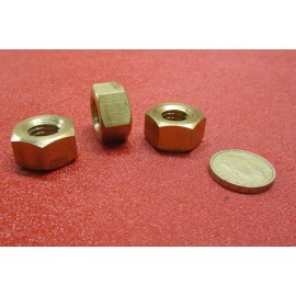 Basic Extra Wide, Heavy, Brass Hex Nuts RH, 9/16"-12 x 15/16" W x 35/64" H, 4 Pc