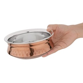 Olympia Medium Handi Copper Serving Dish 150mm - Double Walled, Durable, Wide Rim, Home Restaurant Café Buffet Display Rice Curry Food Serving Pot