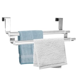 Over Door Towel Rails Stainless Steel Bath Towel Rack Retractable Over Door Towel Bar Bedroom Towel Shelf (40cm retractable double pole)