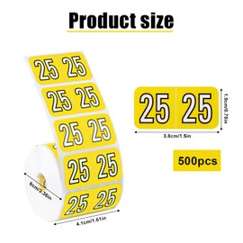 500pcs 2025 Year Stickers, 1.5x0.75in 2025 New Year Stickers File Folder Year Labels Color Coded Stickers 25 Year Labels for End Tab File Folders Office Supplies (Yellow)