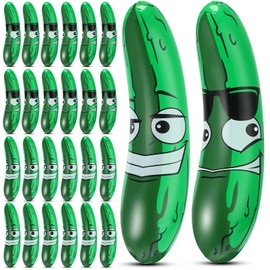Jexine 24 Pcs 20 Inch Inflatable Pickle Cucumber Pickle Funny Pool Float Gifts Inflatable Pickle Float Toys for Summer Swimming Party Favors Decorations Veggies Decor