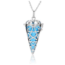 MANIFO Mothers Day Gifts Synthetic Blue Turquoise Crystal Locket Pendant Necklace Healing Gemstone Point Necklaces Jewelry