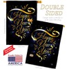 Ornament Collection New Year Gold Happy Garden House Flags Set
