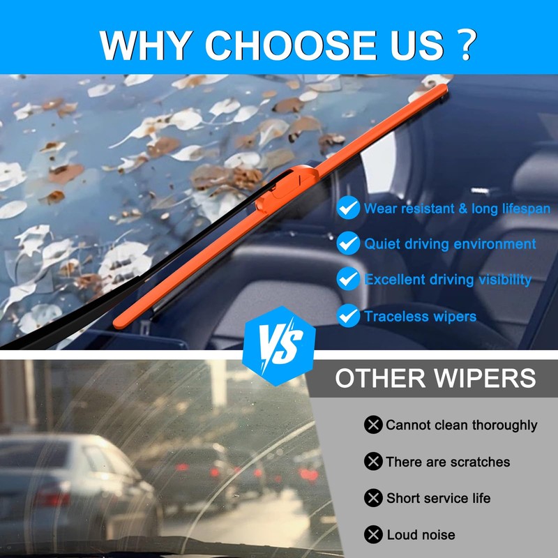 CJPPPZIW® Windshield Wipers-16"+16" Replacement for 2018-2024 Jeep Wrangler/2020-2025 Gladiator,Streak-free,OEM Quality