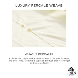 100% Cotton Percale Sheets Twin Size, 1 Flat Sheet- Crisp, Cool and Strong Bed Linen, Luxury Breathable Sheet, Cream