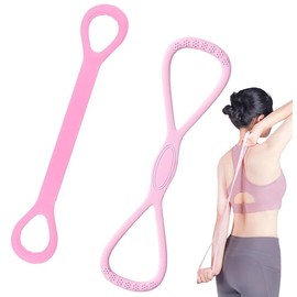Liahelianx 2-Pack Figure 8 Resistance Band-Latex Physical Therapy Bands for Arm/Back/Shoulder/Chest/Leg,Adjustable Tension Home Gym Equipment, Portable Full-Body Workout&Muscle Recovery Tools (Pink)