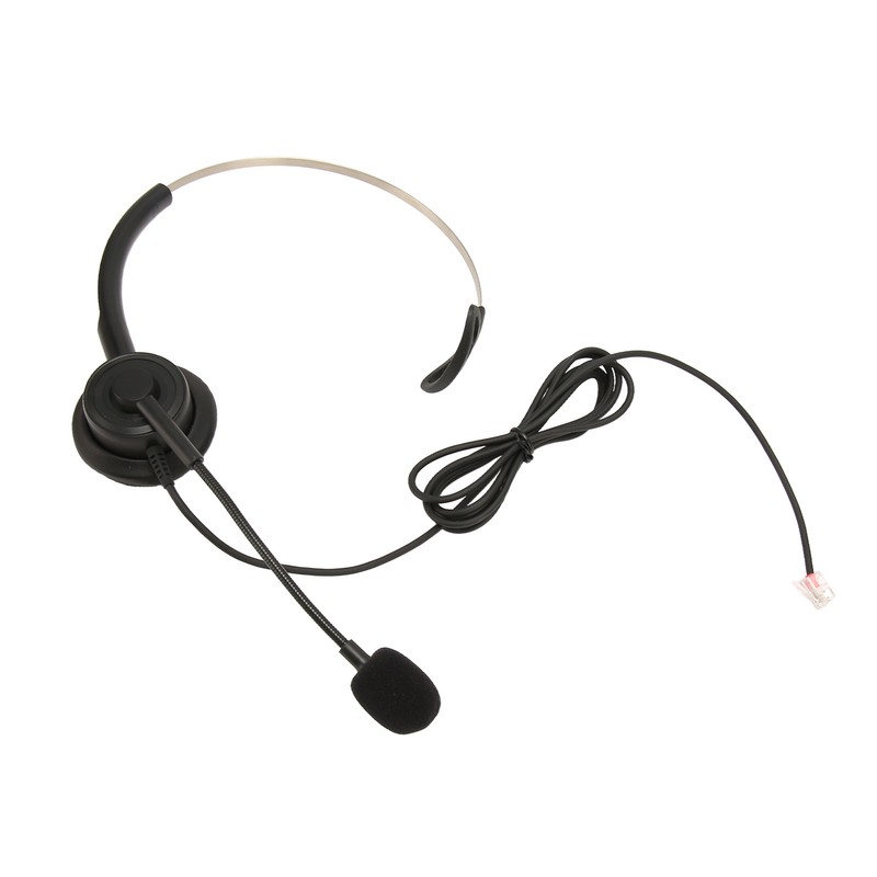 Telephone Headset Single Ear Professional Noise Canceling Adjustable Wired Phone
