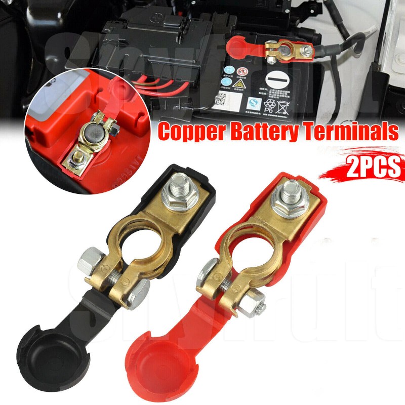 Shyfrult 2x Car Battery Terminal Post Positive Negative Connector Heavy