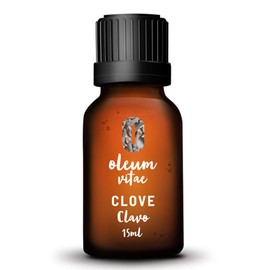 OLEUM VITAE Aceite Esencial de Clavo Eugenia Caryophyllus 100% Puro y Orgánico 15 ml Hecho en India Certificado USDA ORGANIC Aplicación Interno Externo y Aromático