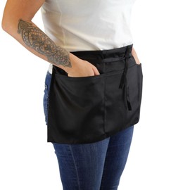 Lynwood Bistro Short waist Apron Professional Waiter Waitress Unisex Half Short Apron Bar Gardening Cooking Kitchen Chef Baking BBQ Catering Pub Cafe Restaurant Work with 2 Large Front Pockets