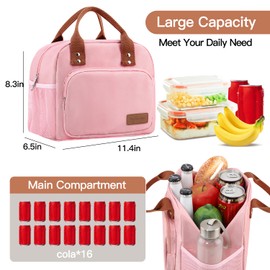 Yotrone Lunch Bag Women, Lunch Box Lunch Bag for Women Men Work Adult Insulated Cute Small Lunch Tote Bag, Large Capacity Reusable Cooler Lunch Containers for Travel Picnic Office or Beach(Pink)