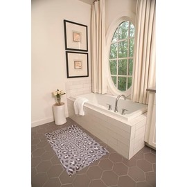 Wash + Dry Cheetah Washable Indoor Rug with Rubber Backing, Door Mat for Entryway, Kitchen, Bathroom, Non-Slip Mat, Washable Entryway Rug, Pet Friendly, Gray, Cheetah Print, 20" x 27.5"