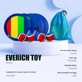 EVERICH TOY Beach Toys Outdoor Games for Kids Ages 3-10-Yard Lawn Games Ball Catch Games Paddle Toss-Upgraded Version Outside Games for Kids/Family Boys and Girls Gifts