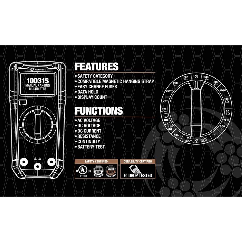 Southwire 10037K Electrical Test Kit with Full-Function Multimeter; Non-Contact Voltage
