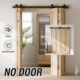 AONAYIOA 72"/6FT Bi-Folding Sliding Barn Door Hardware Kit for 4 Doors, Bi Fold Barn Door Hardware Fit Door Opening Width 68",Smoothly and Quietly,Easy to Install,No Door Panel (Top Mount Hanger)