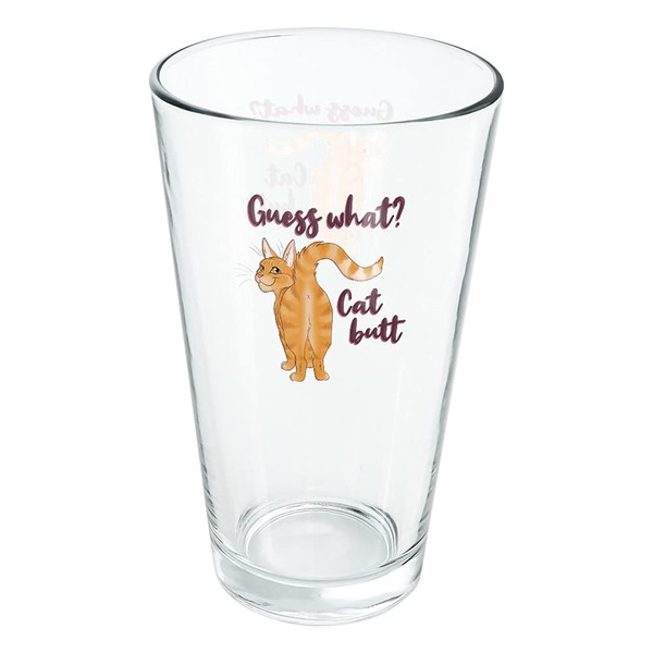 LOGOVISION Guess What Cat Butt 16 oz Pint Glass, Tempered