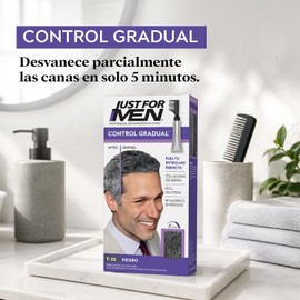 Just For Men Tinte Control Gradual, Gel para Hombre, Negro T55, Cobertura Natural, 40g