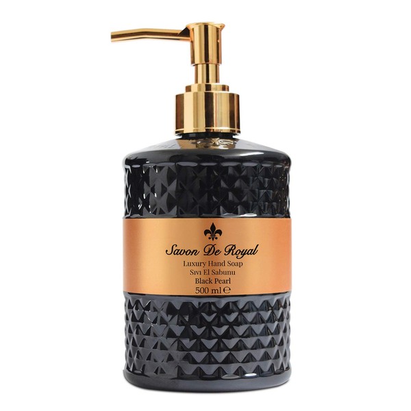Savon De Royal Black Pearl Liquid Hand Soap - Liquid Hand Wash, Multi Purpose Liquid Soap in Pump Dispenser, Sweet Orange Scent, 16.9 fl oz