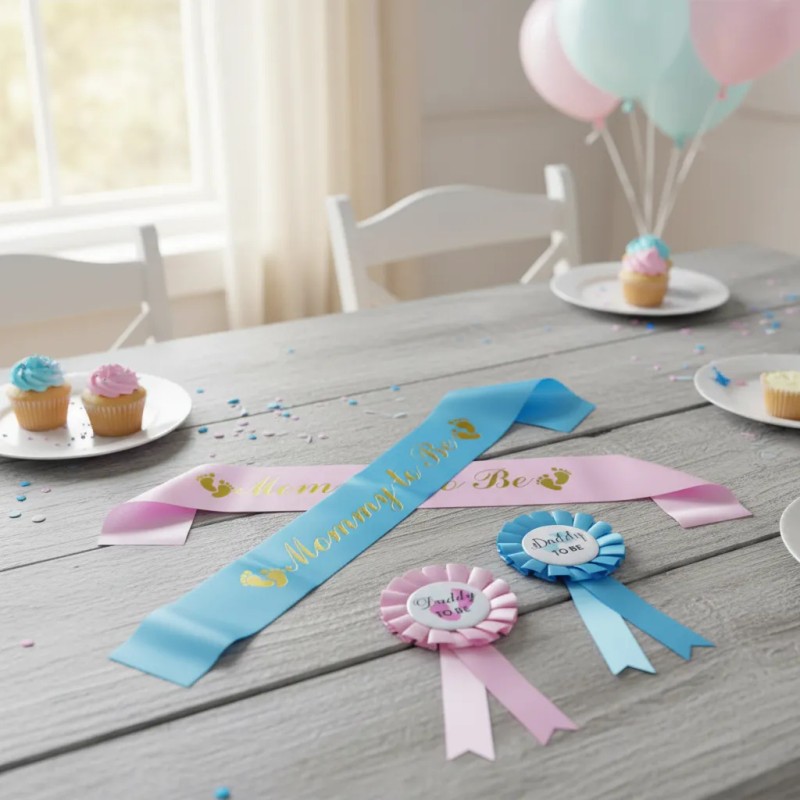 Banda Baby Shower Mom To Be Dad Azul Rosa Reveal