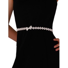 CHIC DIARY Women's Pearl Belt Waist Belt Dress Belt Bridal Belt Elegant Pearl Belt for Wedding Dress Evening Dress, Style 3, One size fits all