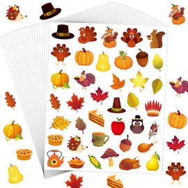 Wonmon 780 PCS Thanksgiving Stickers for Kids, Assorted Thanksgiving Fall Turkey Maple Leaves Pumpkin Stickers for DIY Crafts Envelopes Cards Thanksgiving Fall Holiday Gift Party Supplies