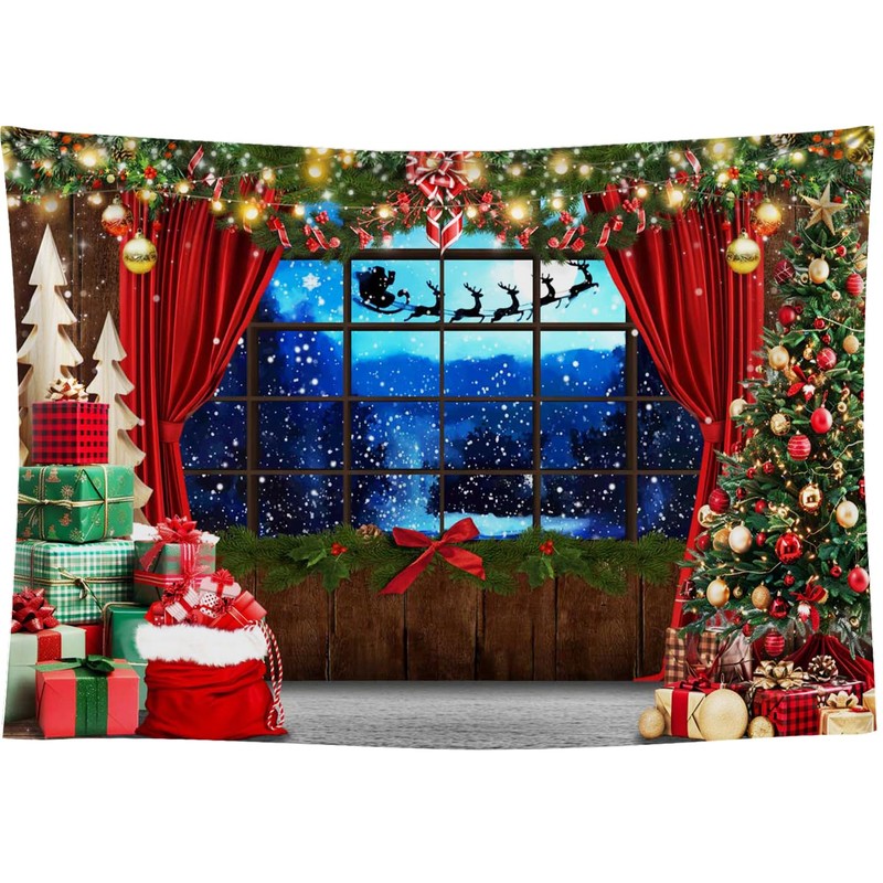 CapiSco Merry Christmas Backdrop for Red Christmas Party Decorations, Red