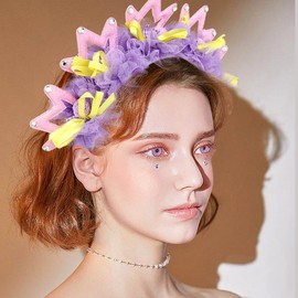 Coridy Wide Purple Lace Headbands Festival Big Flower Hairbands Cute Crown Head Bands Women Hair Accessories for Birthday Party Wedding Photo