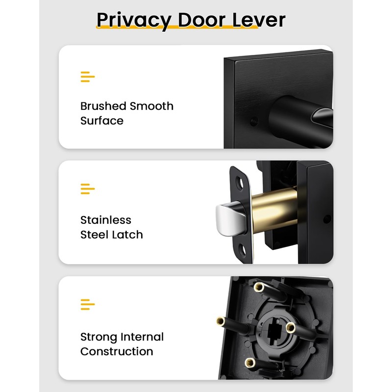 Goldenwarm Matte Black Door Handles Interior, Zinc Alloy Heavy Duty