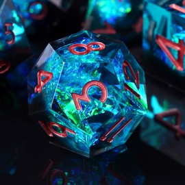 DND Dice Set, 7 Pieces Polyhedral Handmade Resin Sharp Edge DND Dice D&D Dice for Dungeons and Dragons Pathfinder RPG MTG Pathfinder D4 D6 D8 D10 D% D12 D20