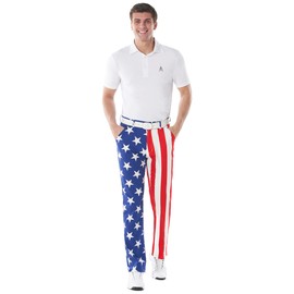 Royal & Awesome American Golf Pants – USA Flag Design, Patriotic, Relaxed Fit, American Flag, Red White Blue, USA Golf Pants, Fourth of July, 34" Waist, 32" Leg