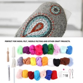 Kits de fieltro de aguja Juego de herramientas de 25 colores de lana itinerante y 29pcs de fieltro de aguja