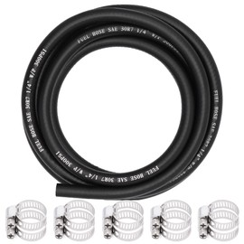 Ruikarhop 1/4" Fuel Hose Line Push Lock NBR Rubber 10FT SAE 30R7 300PSI with 10 Clamps for Small Engines