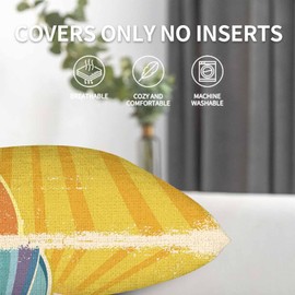 GSRONY Blue Surf Sea Waves Throw Pillow Covers Set of 2,Vintage of Nature with Sun Retro Beach Decorative Pillow Case Home/Car Decor 18X18 Inches Two Pillowcases