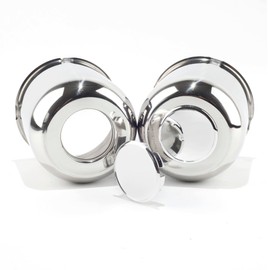 2-Pack Trailer Push Through Center Caps and Trailer Wheel Lug Sets - 4.25in Wheel Center Caps Chrome Wheel Cover Stainless Hub Cap with 12 Chrome Capped Stainless Steel 1/2-20 Lug Nuts for Truck RV