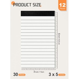 12 Pack A7 Small Pocket Notepad for Office Mini Note Pad A7 Lined Paper Refill Pad for Work 3 x 5 Inch Notepad Memo Pad Refills with 30 Lined Paper A7 Memo books Note Pad Paper for Taking Notes
