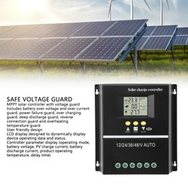 Marhynchus MPPT Solar Charge Controller, LCD Display, 60A-200A, 12V-48V, Dual USB Ports, 7 Working Modes, Compatible with Multiple Battery Types
