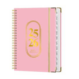 Planner 2025-2026,Weekly and Monthly,JUL 2025 to JUN 2026,Daily Academic Planner A5 (6.3" x 8.5"),Hardcover Spiral Bound Calendar Book with Monthly Tabs,for Office Home School Women & Men,Pink