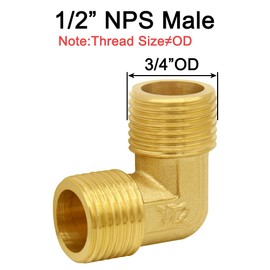 Joywayus 90-Degree Male Elbow Pipe Fitting Forged Brass 90 Degree Right Angle 1/2" NPS Male x 1/2" NPS Male (Pack of 2)