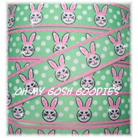 7/8 GLITTER EASTER MINT JULEP POLKA DOT BUNNY RABBIT GROSGRAIN RIBBON 4 HAIRBOW