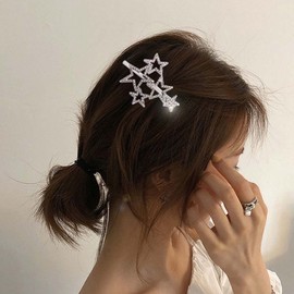 Iaceble Bohemia Star Hair Clip Barrette Bling Rhinestone Hair Barrette Cluster Star Side Clip Bobby Pin Silver Crystal Hairpin Vintage Hair Accessories for Women and Girl Headdress
