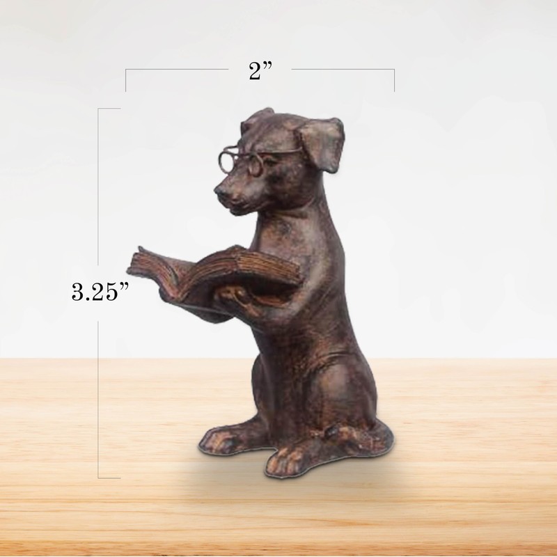 Young's Inc Resin Reading Dog with Glasses