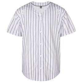 QTWW INC Mens Baseball Jersey Button Down Blank Solid Color Short Sleeve Shirts Hipster Hip Hop Active Team Sports Uniforms White&Stripe XXXXL