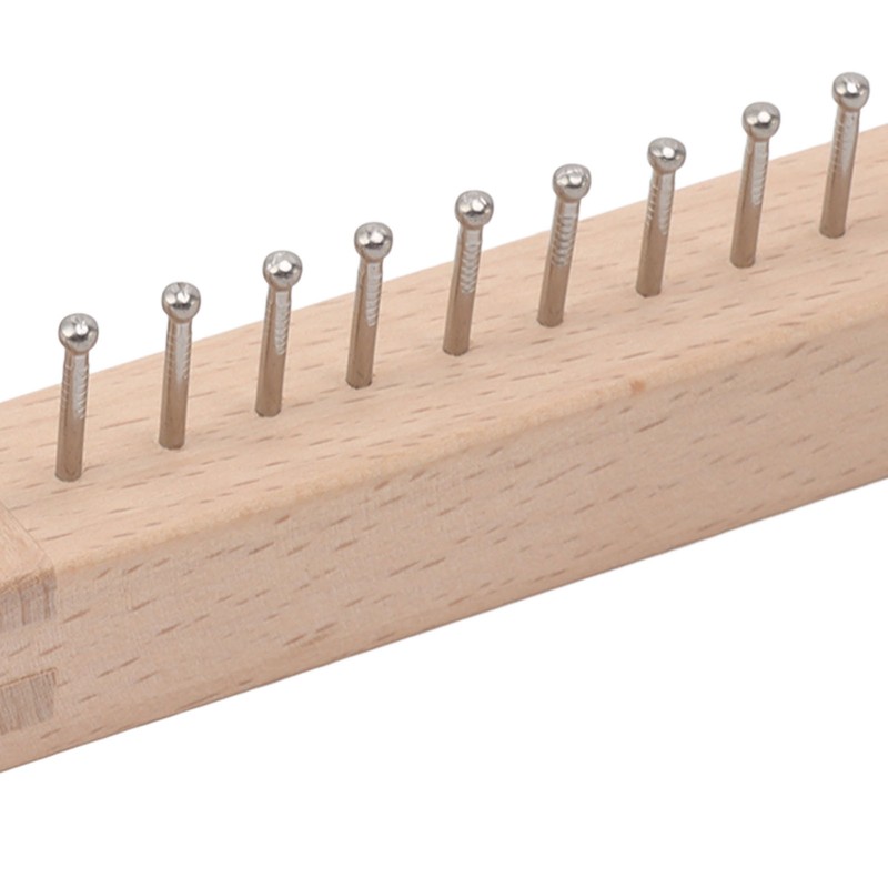 Mini Square Knitting Tool with Hooks Wooden Crochet Board for