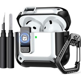 AirPods 4 Case, Full Drop Protection with Secure Lock Design, Shockproof Case for Men Women, Black - Color: White